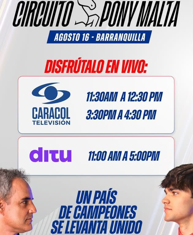 Por solidaridad con Colombia, Circuito Pony Malta se verá en vivo desde Barranquilla
